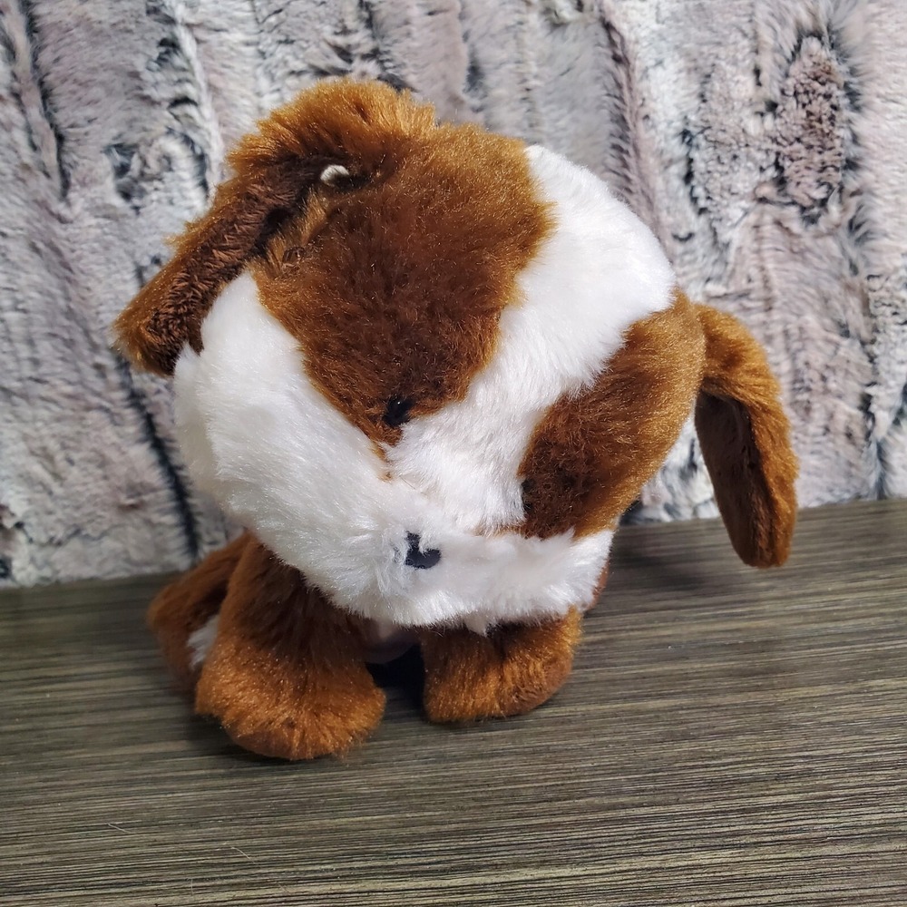Aurora Wobbly Bobblees Puppy Dog Brown‎ White Plush Soft Toy 6"